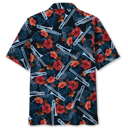 Tropical Trombone Hawaiian Shirt, custom shirt gift for men