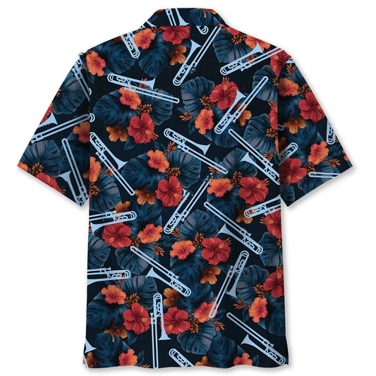 Tropical Trombone Hawaiian Shirt, custom shirt gift for men