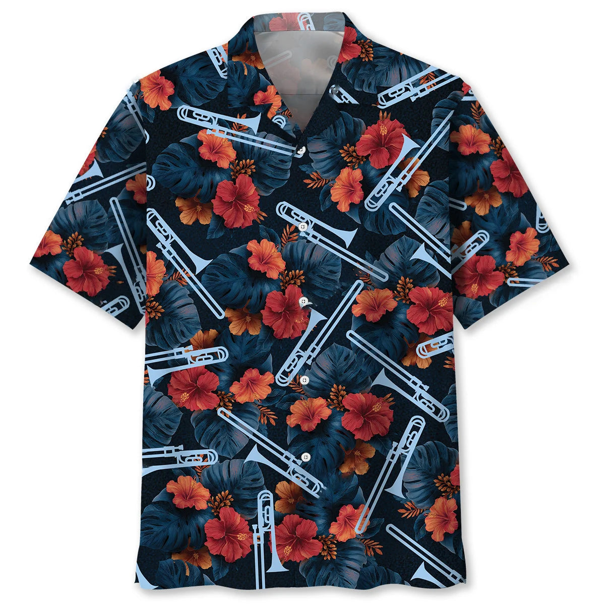 Tropical Trombone Hawaiian Shirt, custom shirt gift for men (view 2)