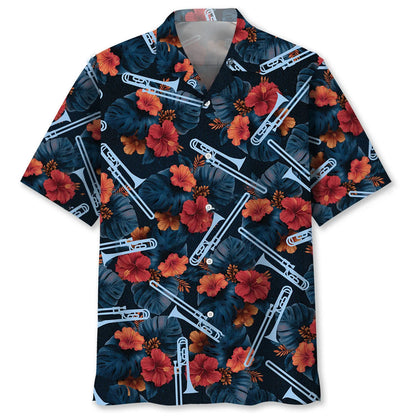 Tropical Trombone Hawaiian Shirt, custom shirt gift for men (view 2)