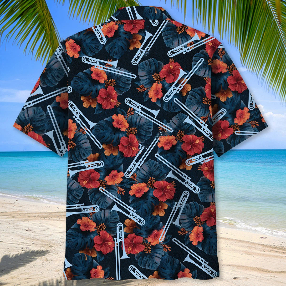 Tropical Trombone Hawaiian Shirt, custom shirt gift for men (view 3)