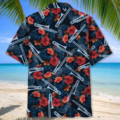 Tropical Trombone Hawaiian Shirt, custom shirt gift for men (view 3)