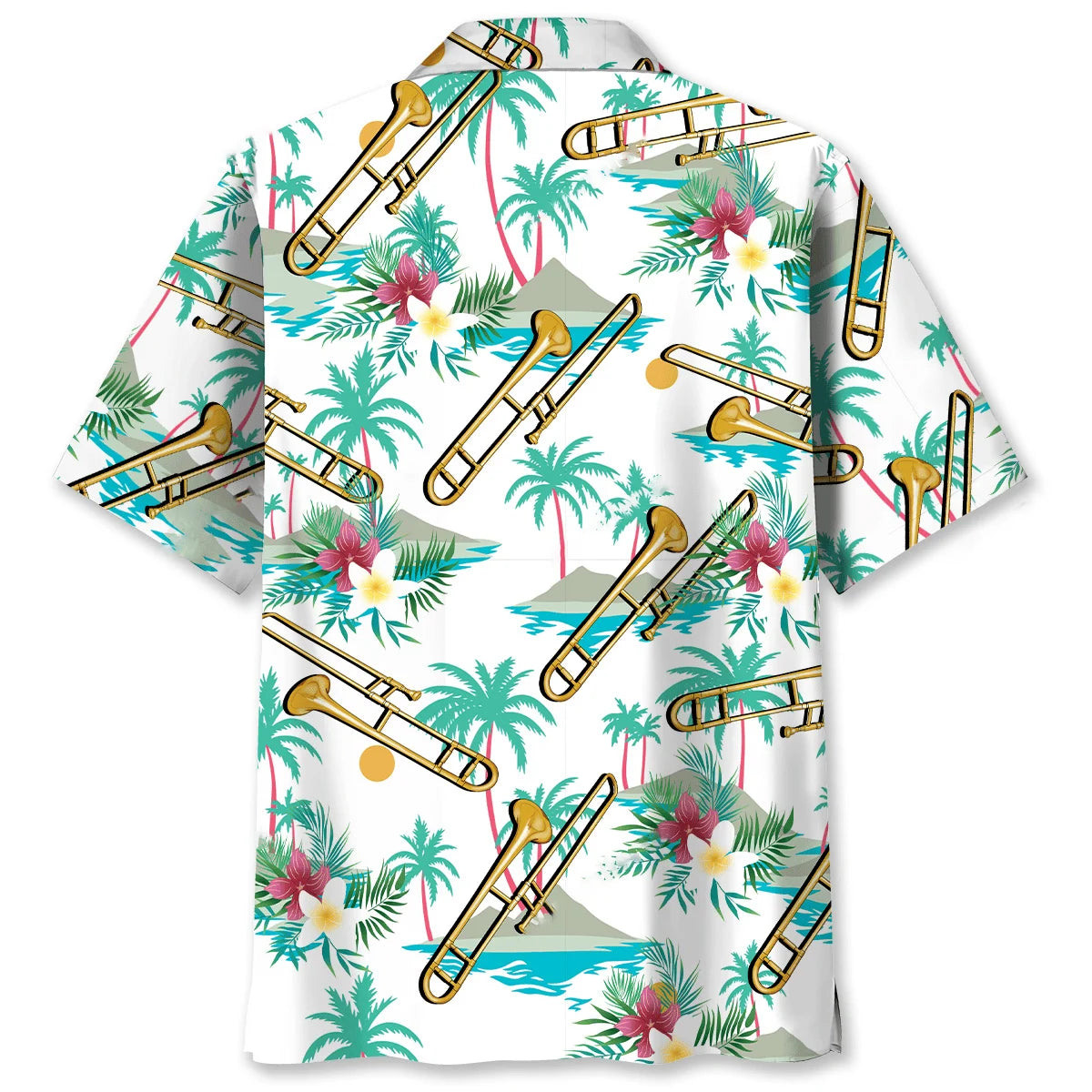 Tropical Trombone Party Hawaiian Shirt, custom shirt gift for men (view 2)
