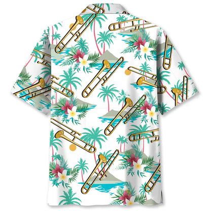 Tropical Trombone Party Hawaiian Shirt, custom shirt gift for men (view 2)