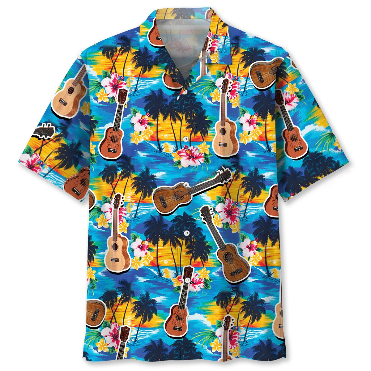Tropical Ukulele Hawaiian Shirt, custom shirt gift for men (view 2)