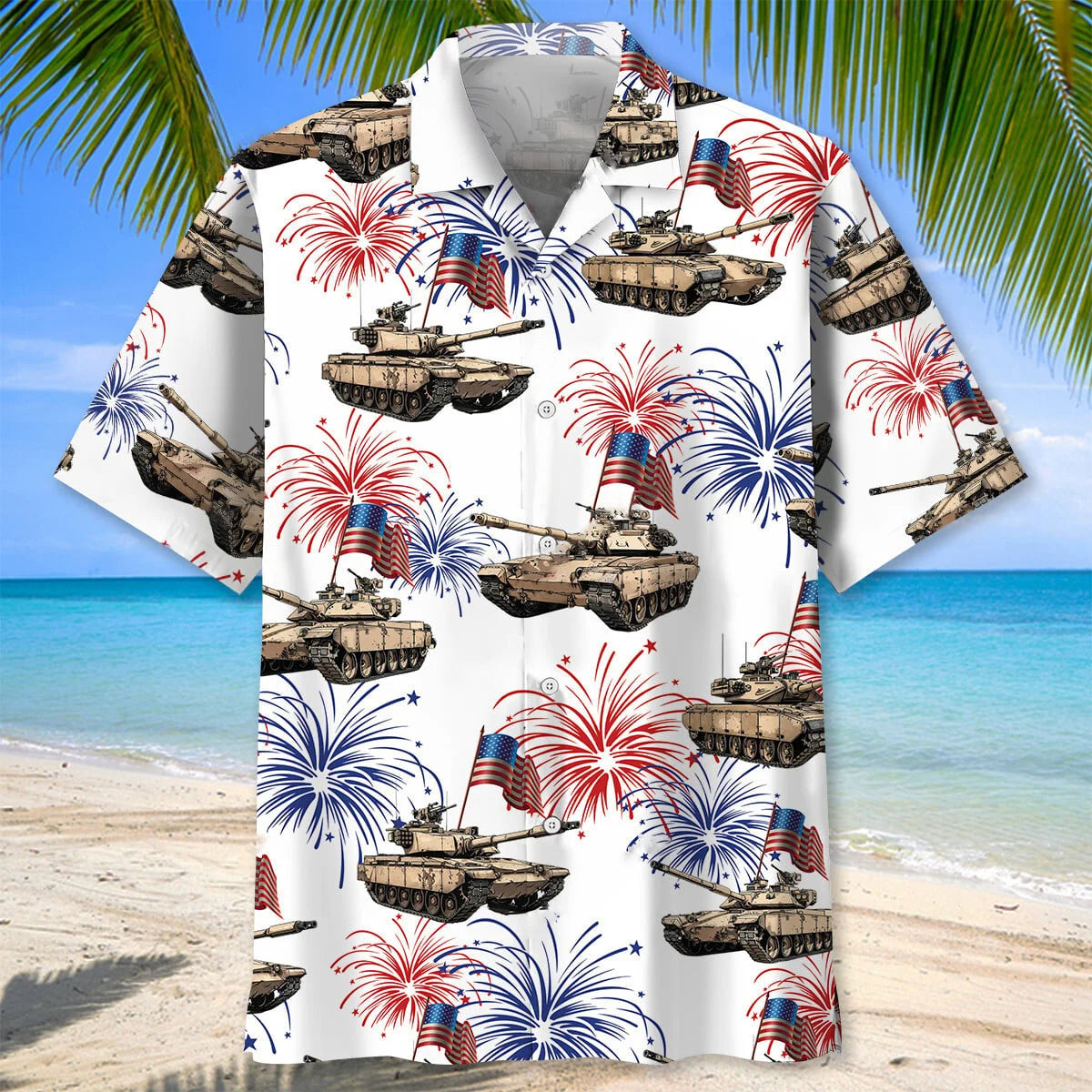 Tropical Usa Tank Veteran Hawaiian Shirt, patriotic gift for 4th of July