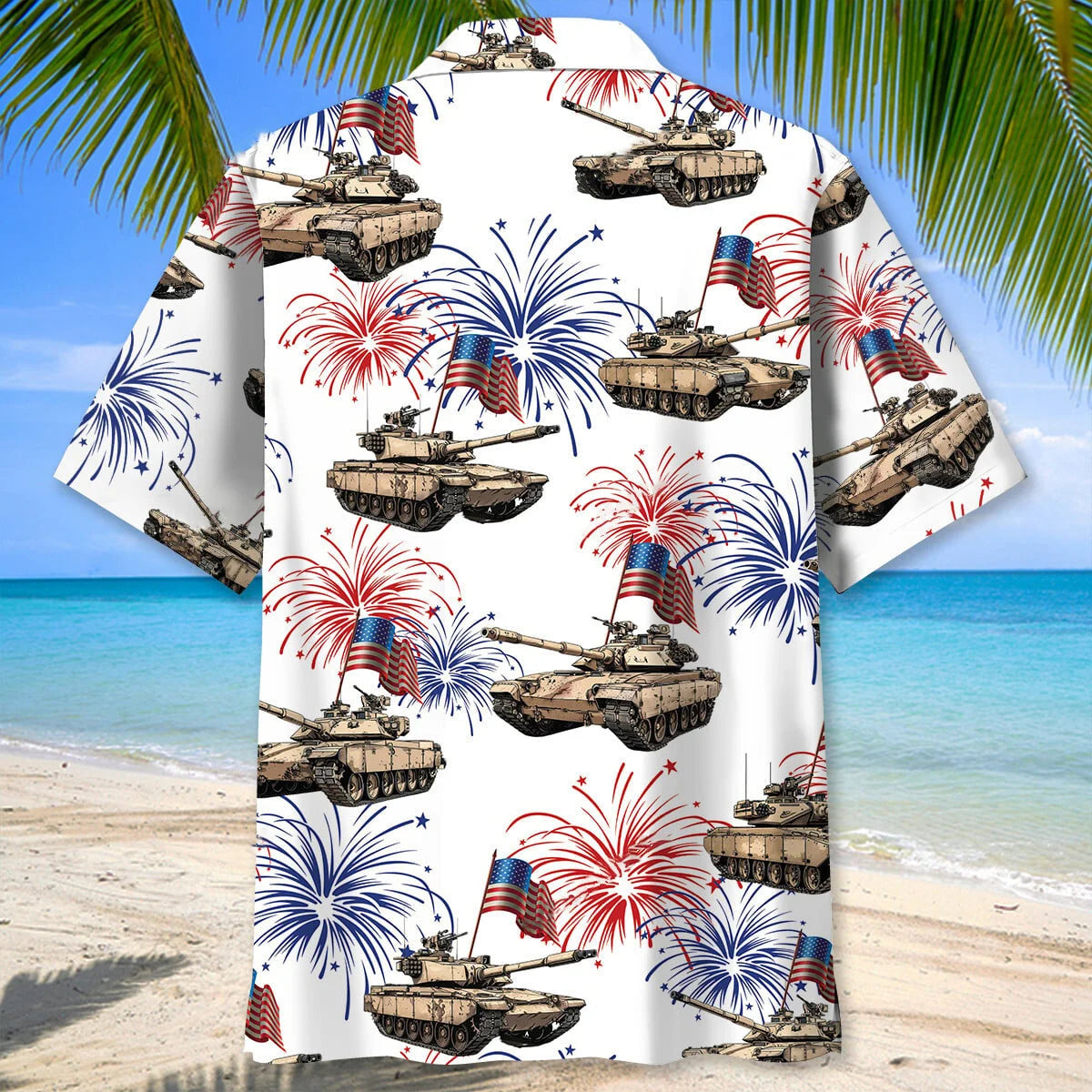 Tropical Usa Tank Veteran Hawaiian Shirt, patriotic gift for 4th of July (view 3)