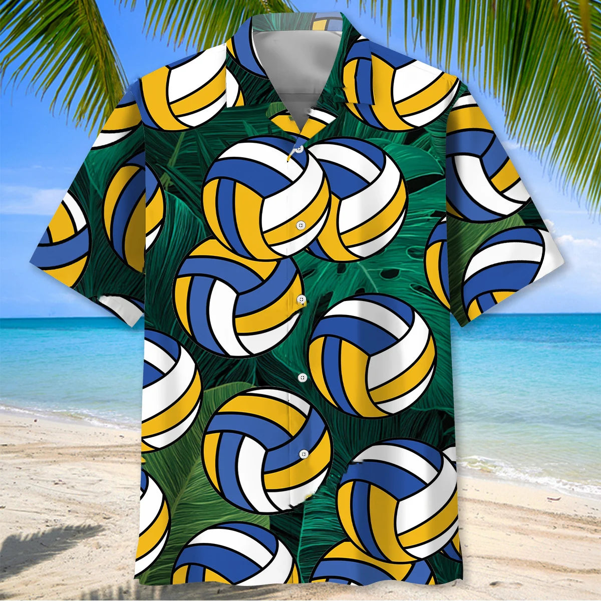 Tropical Volleyball Balls Hawaiian Shirt, custom shirt gift for men (view 2)