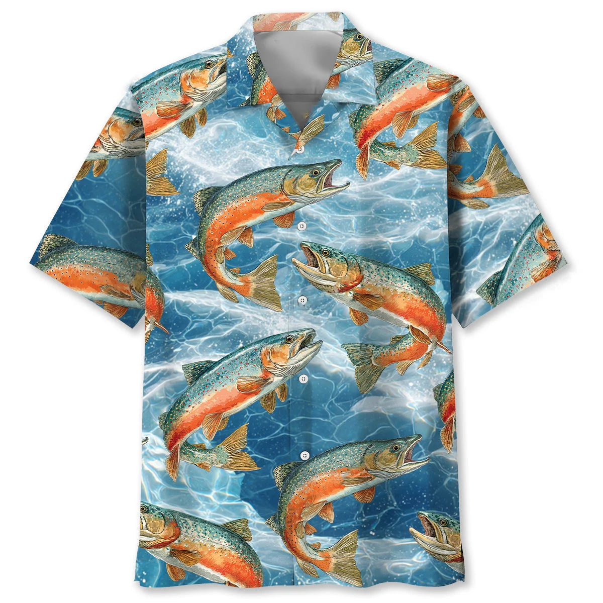 Trout Fishing Blue Water Hawaiian Shirt, fishing gift for men