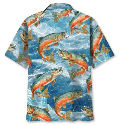 Trout Fishing Blue Water Hawaiian Shirt, fishing gift for men (view 3)