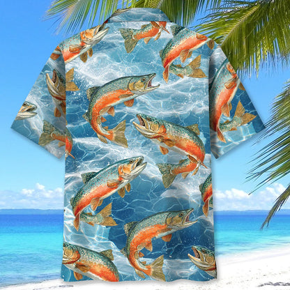 Trout Fishing Blue Water Hawaiian Shirt, fishing gift for men (view 4)
