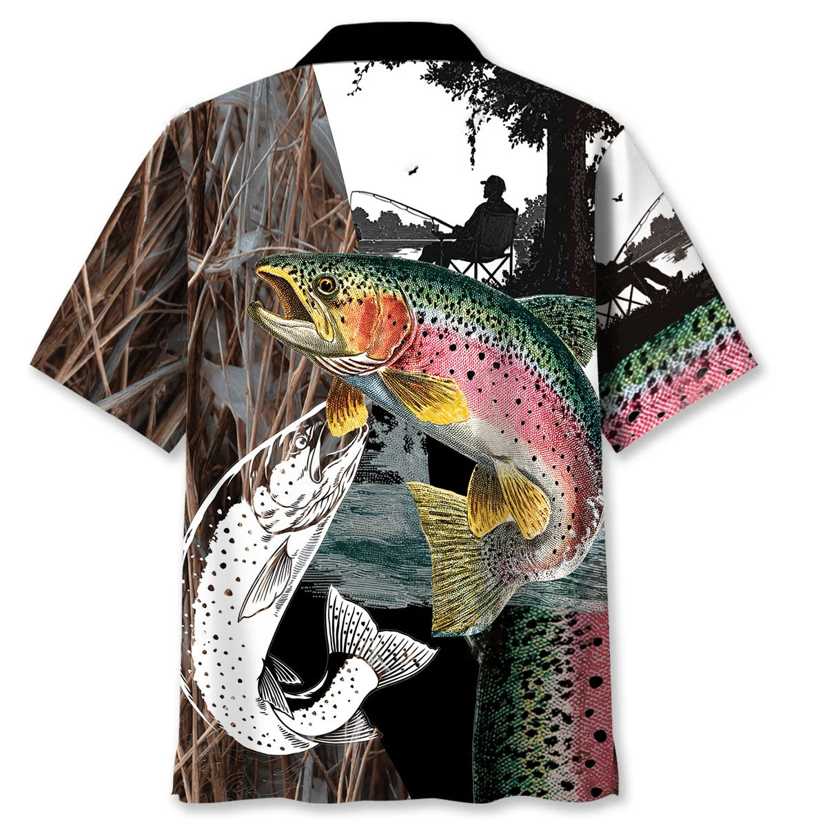 Trout Fishing Camouflage Hawaiian Shirt, fishing gift for men (view 3)