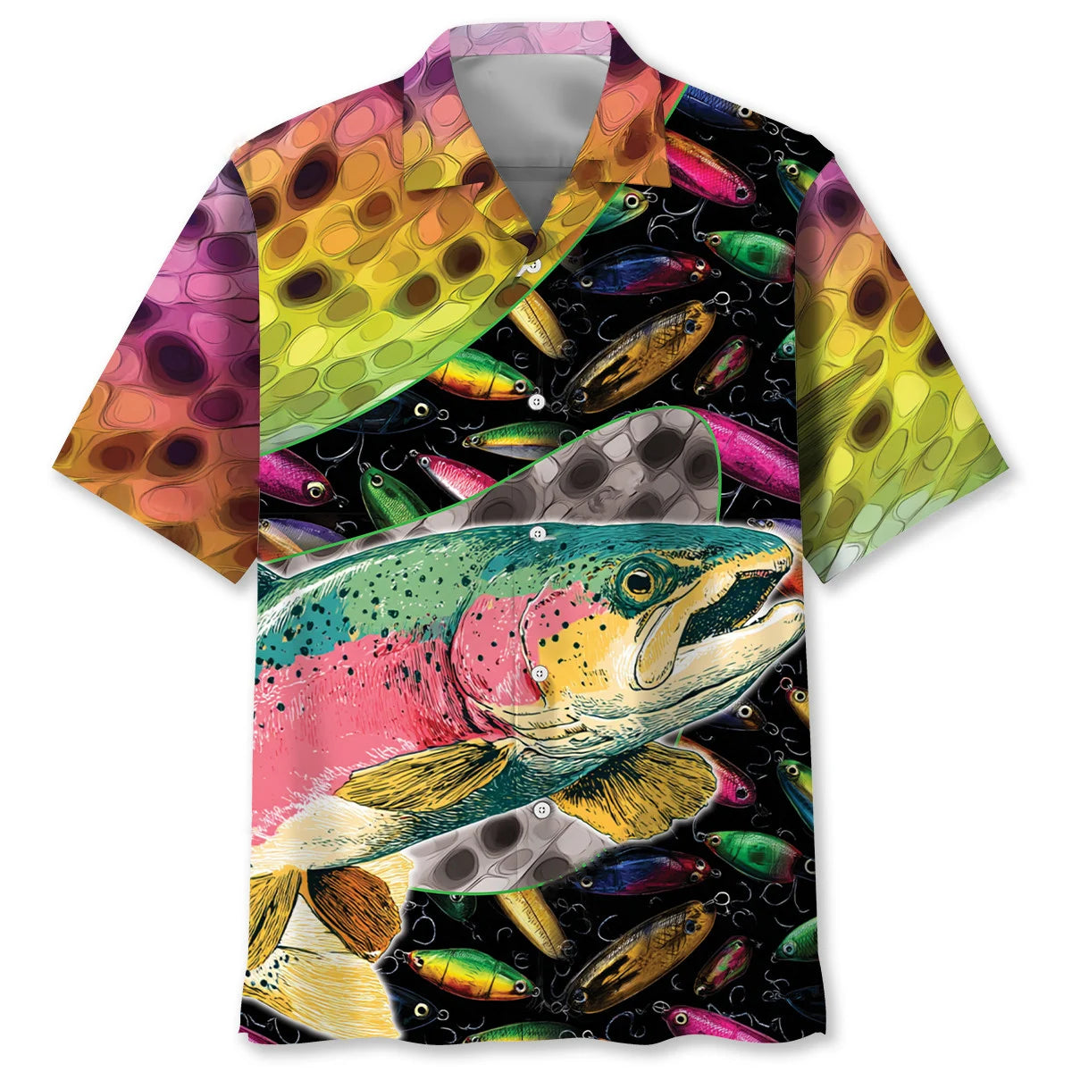 Trout Fishing Game Hawaiian Shirt, fishing gift for men