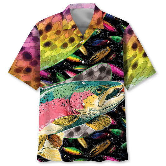 Trout Fishing Game Hawaiian Shirt, fishing gift for men