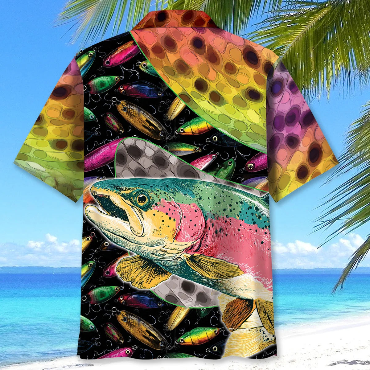 Trout Fishing Game Hawaiian Shirt, fishing gift for men (view 3)