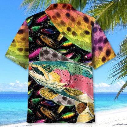 Trout Fishing Game Hawaiian Shirt, fishing gift for men (view 3)