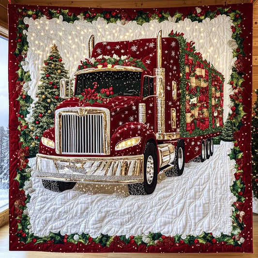 Truck Christmas Spirit Quilt Blanket