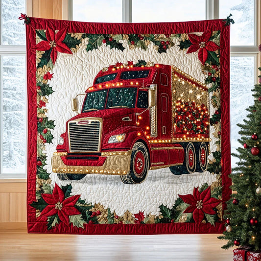 Truck Holiday Quilt Blanket