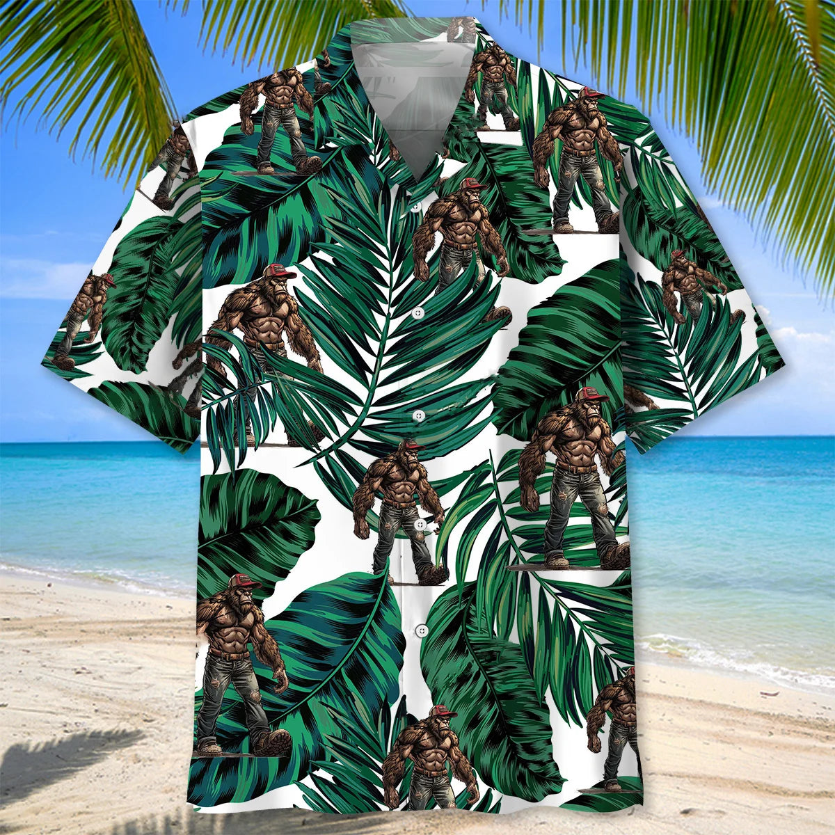 Trucker Bigfoot Hawaiian Shirt, custom shirt gift for men