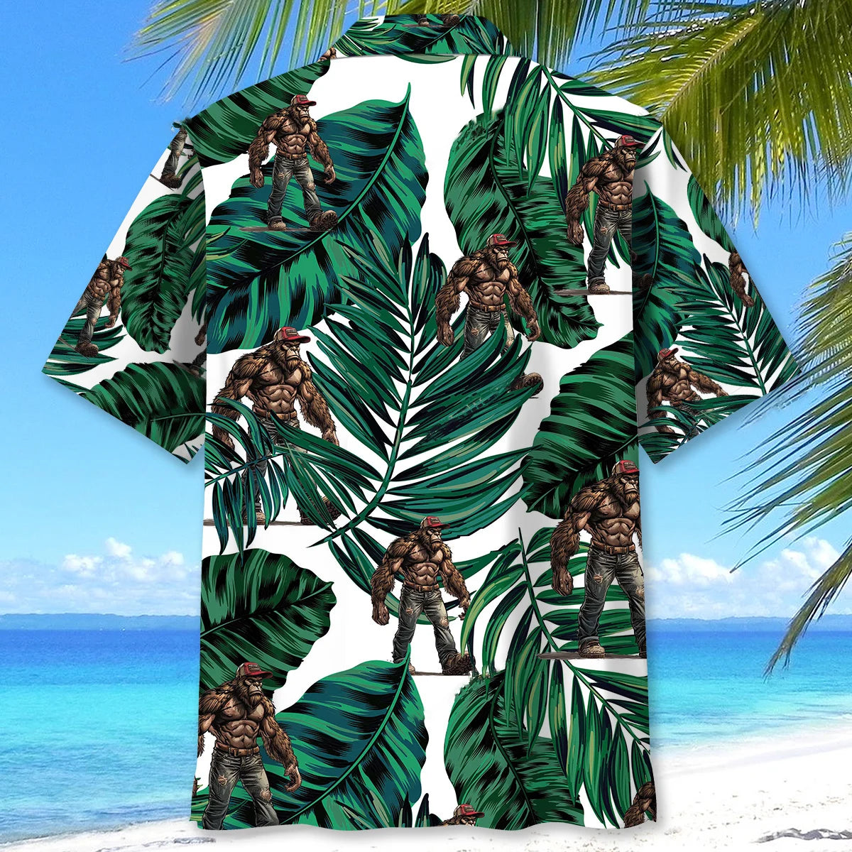 Trucker Bigfoot Hawaiian Shirt, custom shirt gift for men (view 3)
