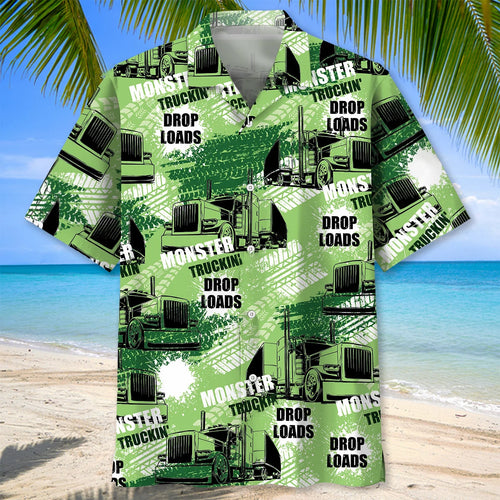 Trucker Green Hawaiian Shirt, custom shirt gift for men