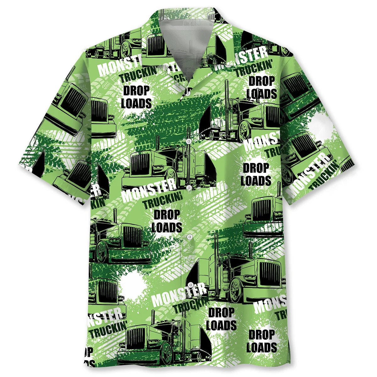 Trucker Green Hawaiian Shirt, custom shirt gift for men (view 2)