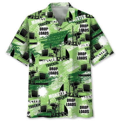 Trucker Green Hawaiian Shirt, custom shirt gift for men (view 2)
