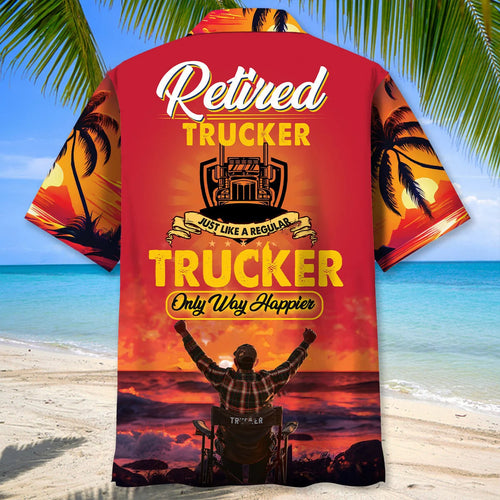 Trucker Retirement Hawaiian Shirt, custom shirt gift for men