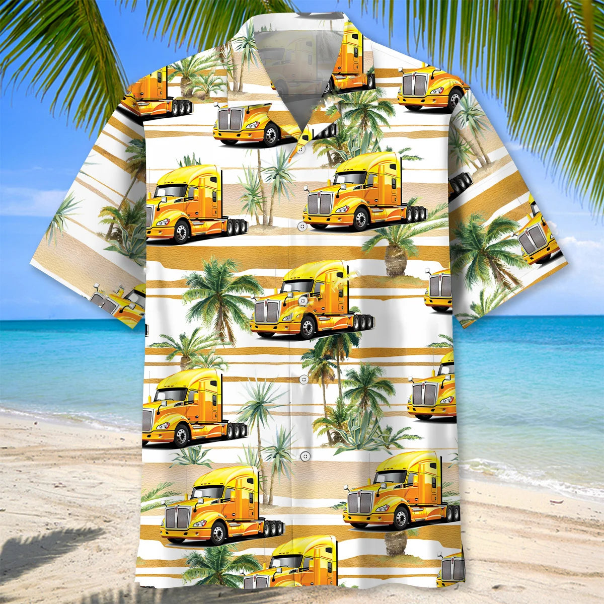 Trucker Tropical Hawaiian Shirt, custom shirt gift for men
