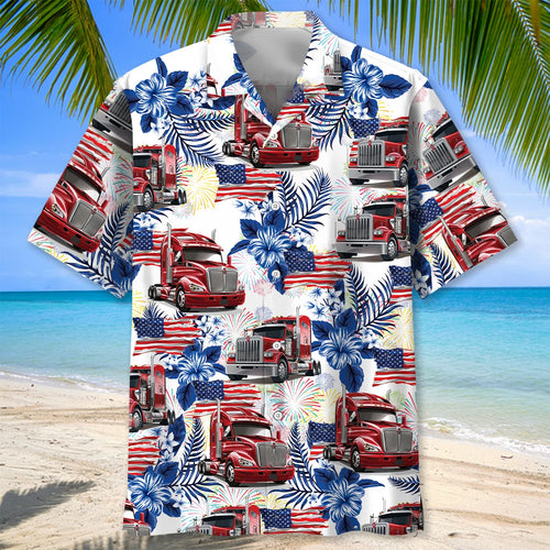 Trucker Usa Hawaiian Shirt, patriotic gift for 4th of July