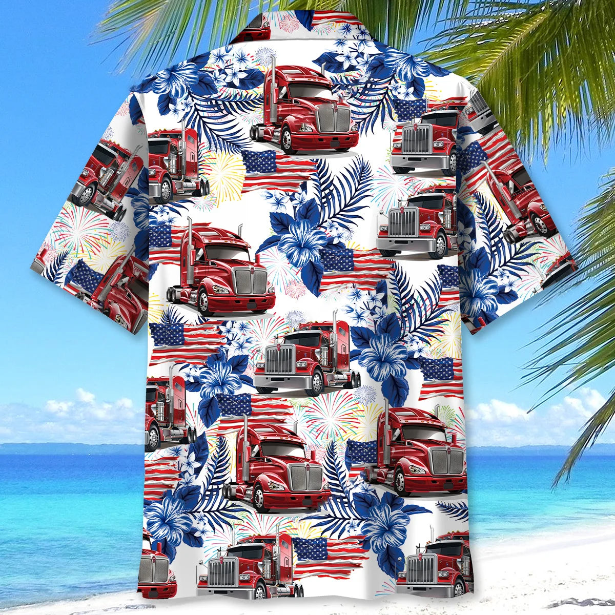 Trucker Usa Hawaiian Shirt, patriotic gift for 4th of July (view 3)