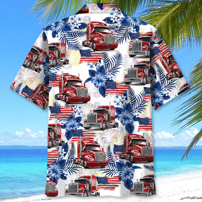 Trucker Usa Hawaiian Shirt, patriotic gift for 4th of July (view 3)