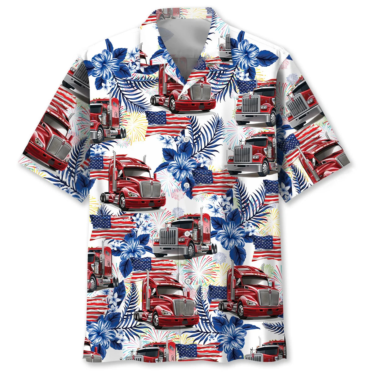 Trucker Usa Hawaiian Shirt, patriotic gift for 4th of July (view 4)