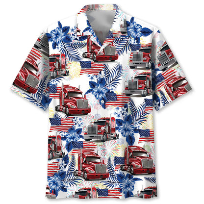 Trucker Usa Hawaiian Shirt, patriotic gift for 4th of July (view 4)