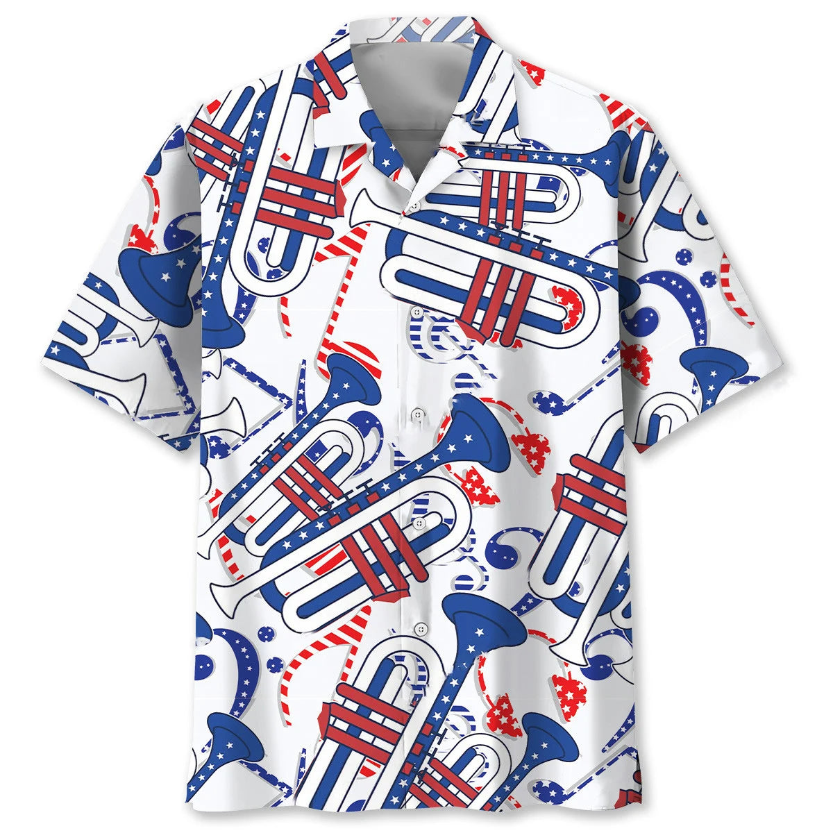 Trumpet 4th of July Celebrations Hawaiian Shirt, custom shirt gift for men