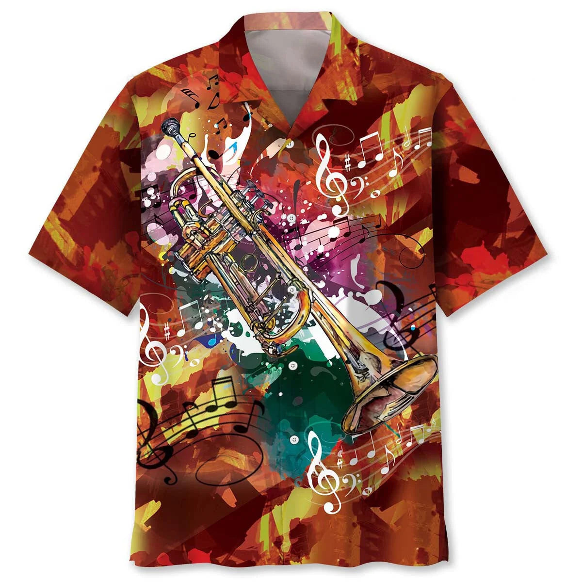 Trumpet Art Hawaiian Shirt, custom shirt gift for men (view 2)