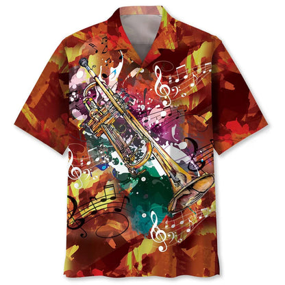 Trumpet Art Hawaiian Shirt, custom shirt gift for men (view 2)