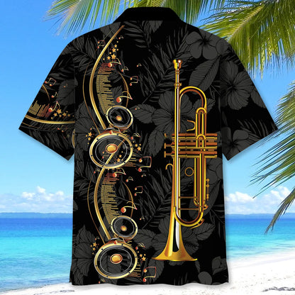 Trumpet Black Hawaiian Shirt, custom shirt gift for men (view 4)