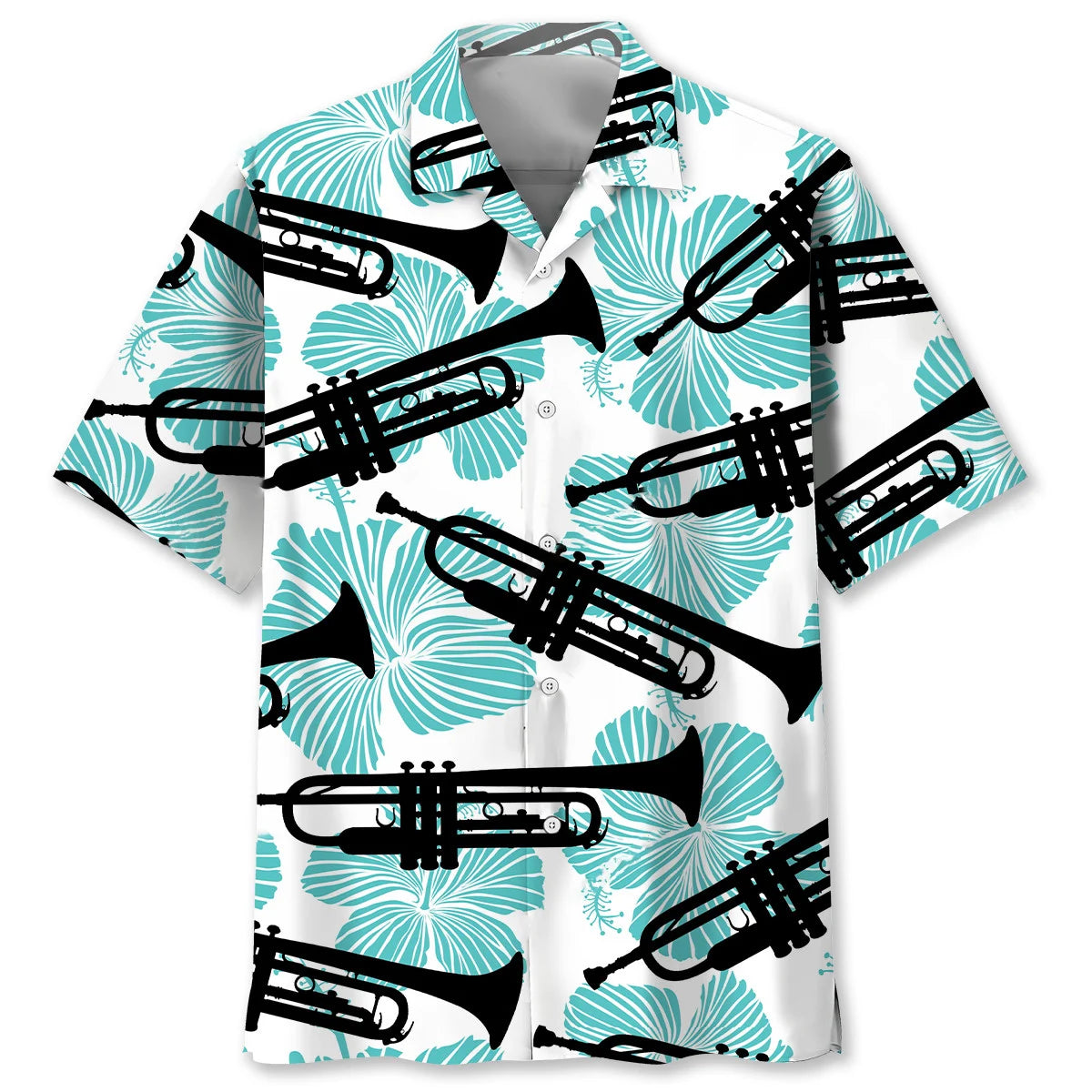 Trumpet Hibiscus Blue Hawaiian Shirt, custom shirt gift for men