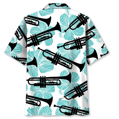 Trumpet Hibiscus Blue Hawaiian Shirt, custom shirt gift for men (view 3)