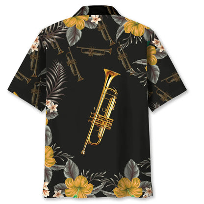 Trumpet Tropical Hibiscus Hawaiian Shirt, custom shirt gift for men (view 3)