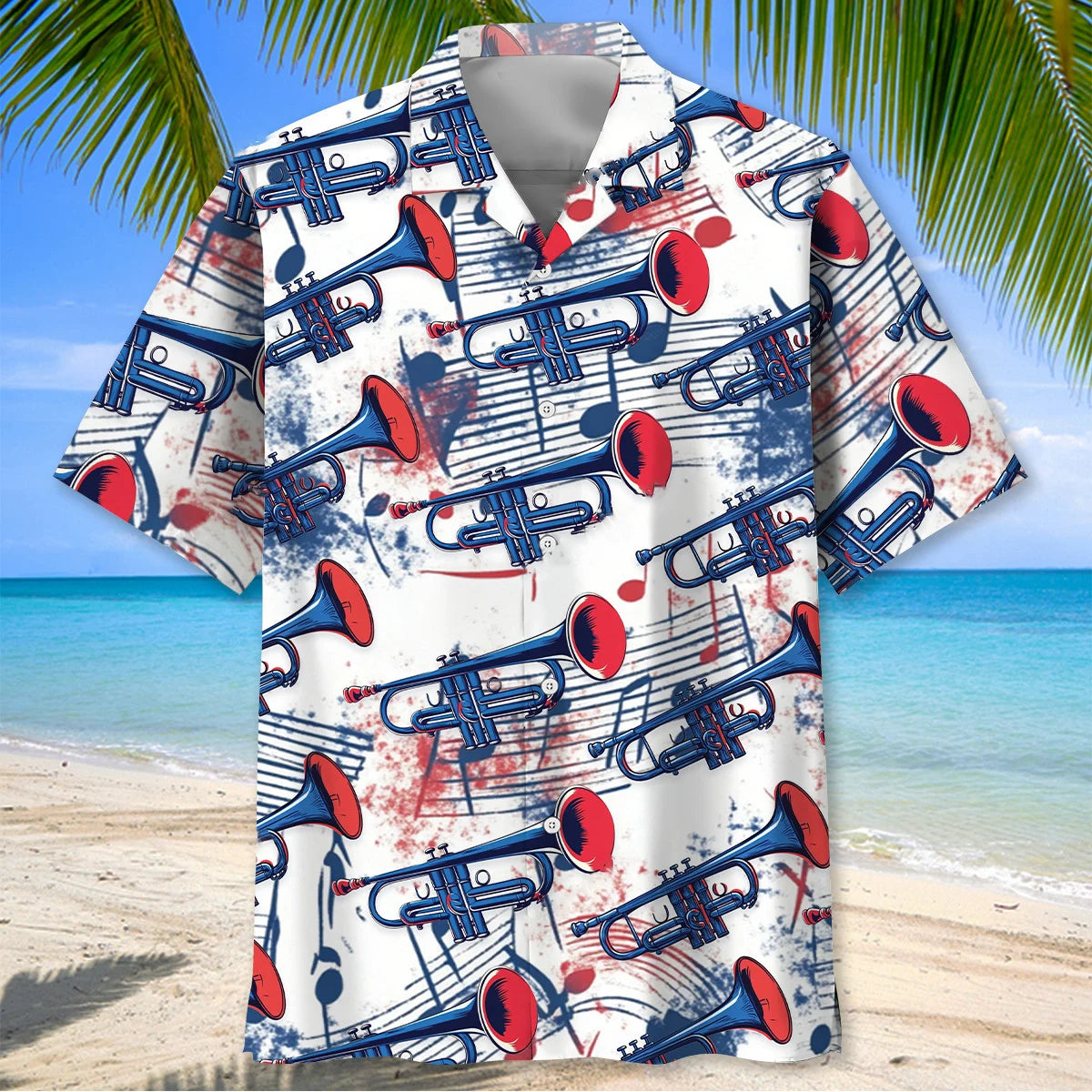 Trumpet Usa Hawaiian Shirt, patriotic gift for 4th of July (view 2)