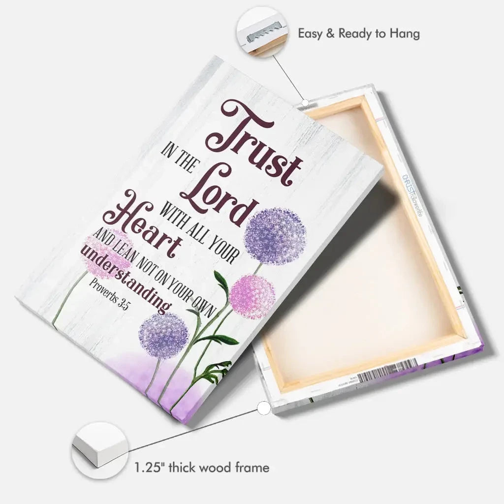 trust in the lord with all your heart dandelions flowers proverbs 3 5 wall art canvas (view 5)