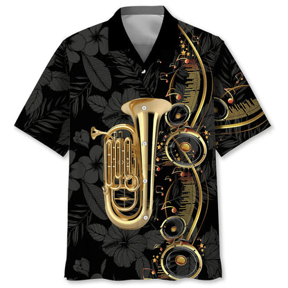 Tuba Black Music Hawaiian Shirt, custom shirt gift for men