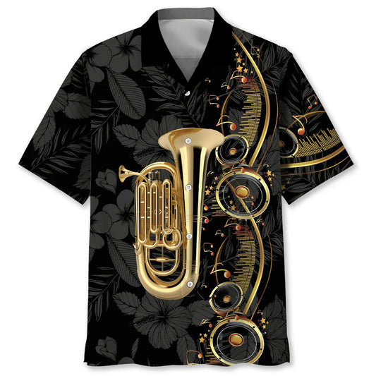 Tuba Black Music Hawaiian Shirt, custom shirt gift for men