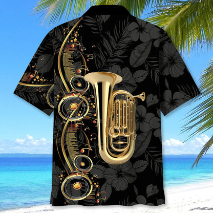 Tuba Black Music Hawaiian Shirt, custom shirt gift for men (view 3)