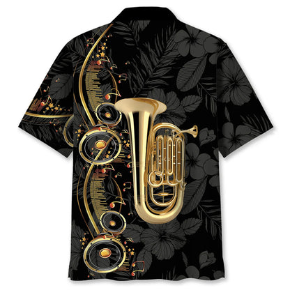 Tuba Black Music Hawaiian Shirt, custom shirt gift for men (view 4)