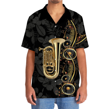 Tuba Black Music Hawaiian Shirt, custom shirt gift for men (view 5)