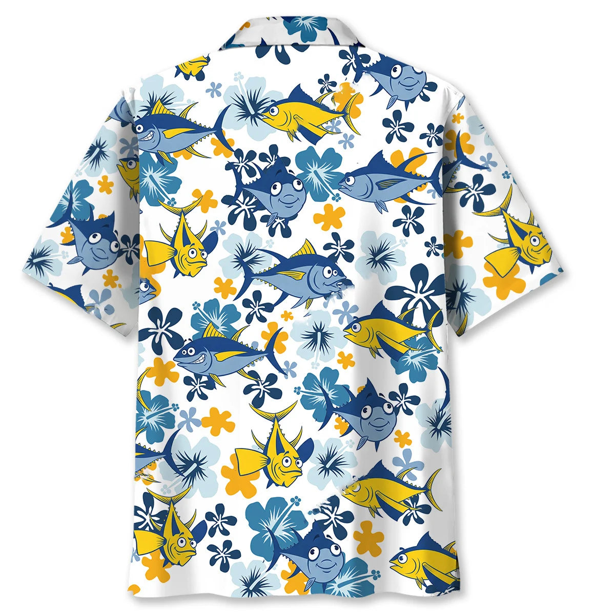 Tuna Hibiscus Blue Hawaiian Shirt, custom shirt gift for men (view 4)