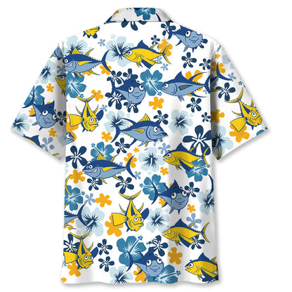 Tuna Hibiscus Blue Hawaiian Shirt, custom shirt gift for men (view 4)